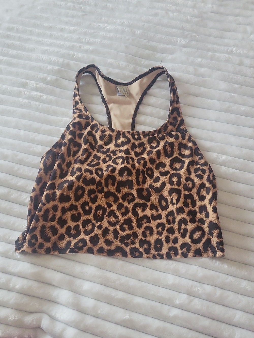 Kortni Jeane Cheeta Print Racer Back Swim Top